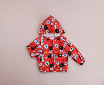 Wholesale Baby Boys Patterned Raincoat with Hooded 9-24M BabyRose 1002-8433 Красный
