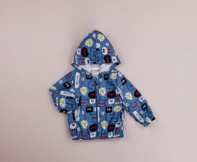 Wholesale Baby Boys Patterned Raincoat with Hooded 9-24M BabyRose 1002-8433 Темно-синий
