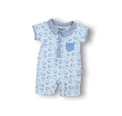 Wholesale Baby Boys Patterned Rompers 6-18M Tomuycuk 1074-25258 Серый меланж