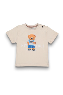 Wholesale Baby Boys Printed T-Shirt 6-18M Tuffy 1099-1702 Бежевый 