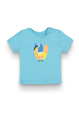 Wholesale Baby Boys Printed T-Shirt 6-18M Tuffy 1099-1706 Бирюзовый