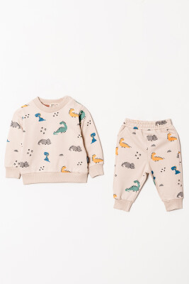 Wholesale Baby Boys Printed Tracksuit Set 6-18M Tuffy 1099-0803 Экрю