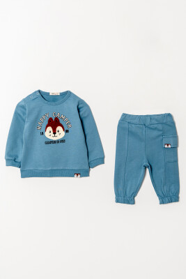 Wholesale Baby Boys Printed Tracksuit Set 6-18M Tuffy 1099-0805 Индиговый 