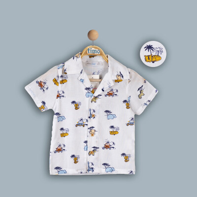 Wholesale Baby Boys Short Sleeve Shirt 6-24M Timo 1018-TE4DT202242251 Синий