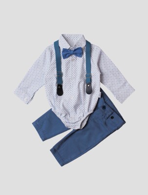 Wholesale Baby Boys Suit Set with Shirt Pants Bowtie and Suspender 6-24M Kidexs 1026-35042 Индиговый 