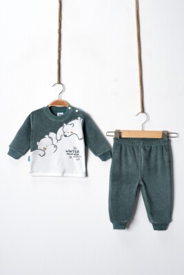 Wholesale Baby Boys Velvet Tracksuit Set 3-9M Hoppidik 2017-2388 - 2