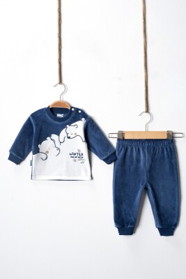 Wholesale Baby Boys Velvet Tracksuit Set 3-9M Hoppidik 2017-2388 - 3