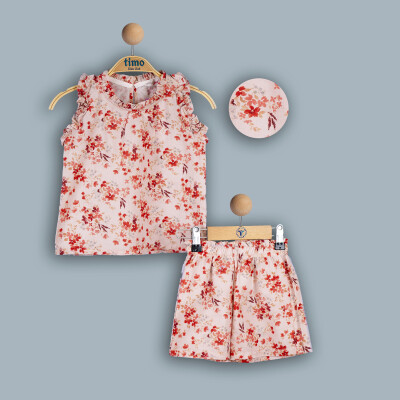 Wholesale Baby Girl 2-Piece Blouse and Shorts Set 6-24M Timo 1018-TK4DT042241591 Пудра