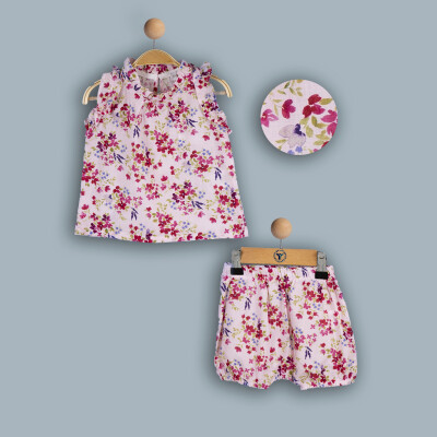 Wholesale Baby Girl 2-Piece Blouse and Shorts Set 6-24M Timo 1018-TK4DT042241591 Лососевый цвет