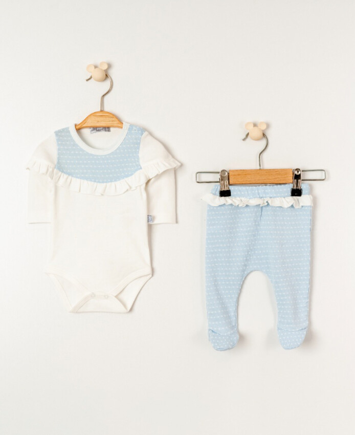 Wholesale Baby Girl 2-Piece Bodysuit and Pants Set 0-6M Miniborn 2019-9089 - 1