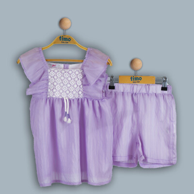 Wholesale Baby Girl 2-Piece Dress and Shorts Set 6-24M Timo 1018-TK4DT202242211 Лиловый 