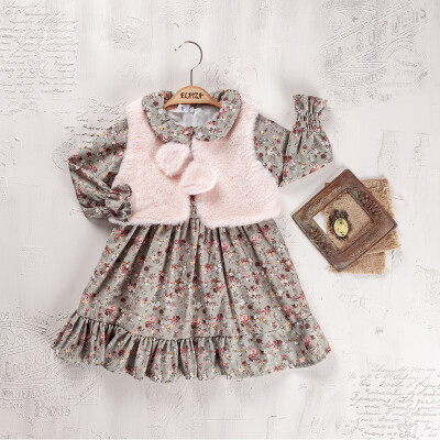 Wholesale Baby Girl 2-Piece Dress and Vest Set 9-24M Elayza 2023-2286 Зелёный 
