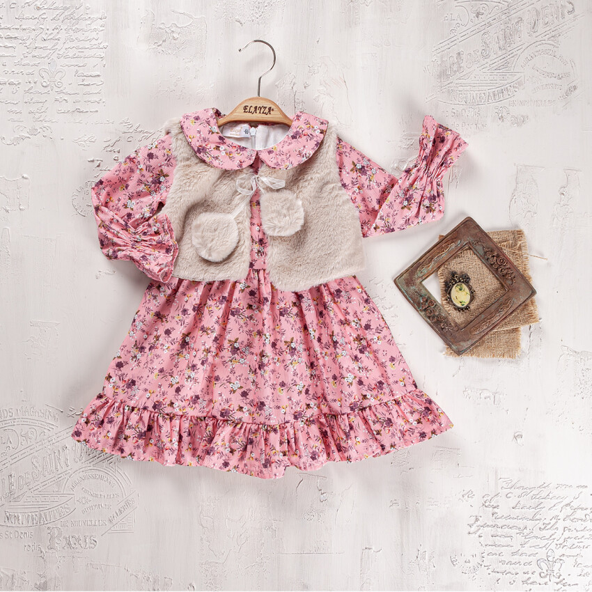 Wholesale Baby Girl 2-Piece Dress and Vest Set 9-24M Elayza 2023-2286 - 2