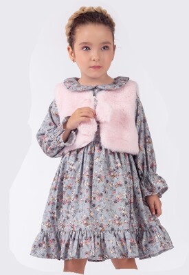 Wholesale Baby Girl 2-Piece Dress and Vest Set 9-24M Elayza 2023-2286 Серый 
