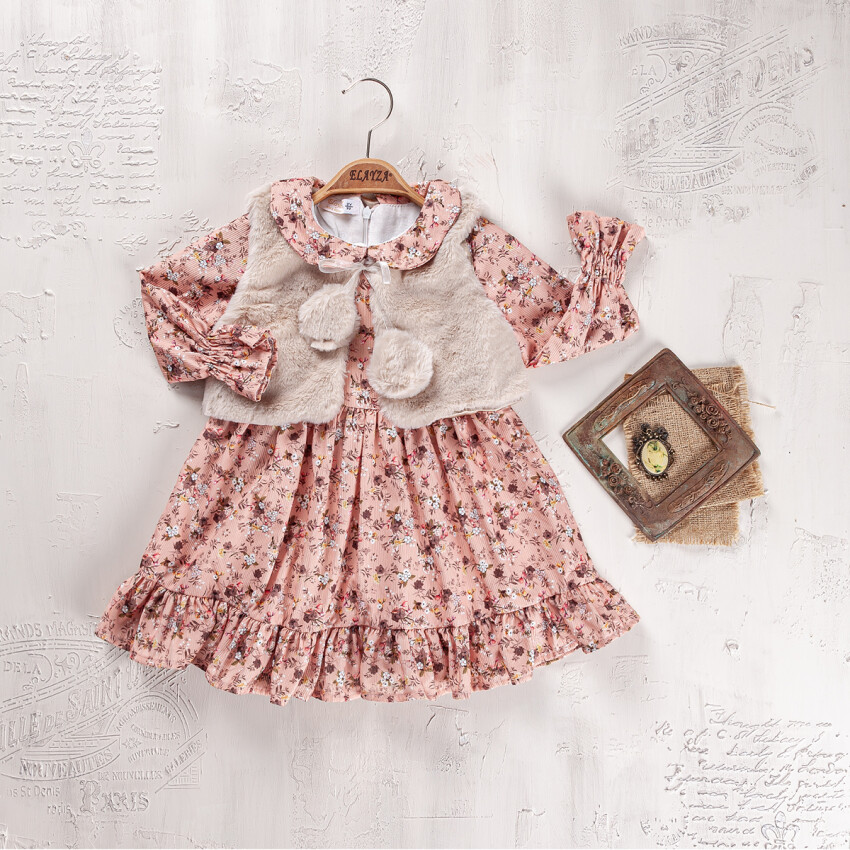 Wholesale Baby Girl 2-Piece Dress and Vest Set 9-24M Elayza 2023-2286 - 4