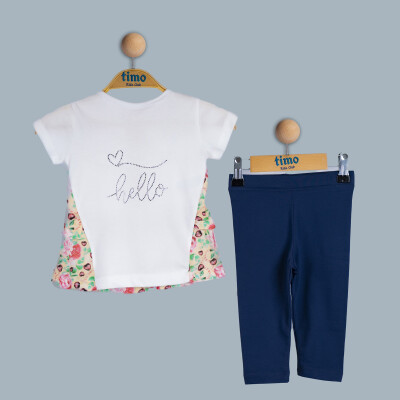 Wholesale Baby Girl 2-Piece T-Shirt and Tights Set 6-24M Timo 1018-TK4DÜ012243701 Нежно-жёлтый 