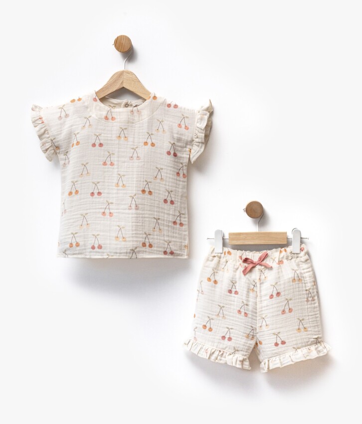 Wholesale Baby Girl 2pcs Muslin Printed T-shirt and Shorts Set 2-5Y Flexi Baby 2063-217601 - 4