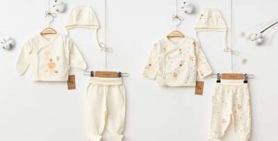 Wholesale Baby Girl 3-Piece Bodysuit Set 1-6M Ciccimbaby 1043-5040 - Ciccimbaby
