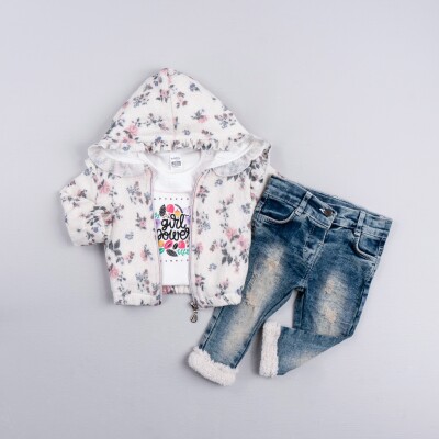 Wholesale Baby Girl 3-Piece Jacket Body and Pants Set 6-24M Bubbly 2035-1023 - Bubbly (1)