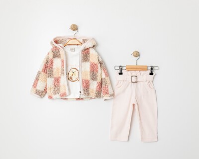 Wholesale Baby Girl 3-Piece Lamb Printed Body Jacket and Pants Set Eray Kids 1044-6324 Розовый 