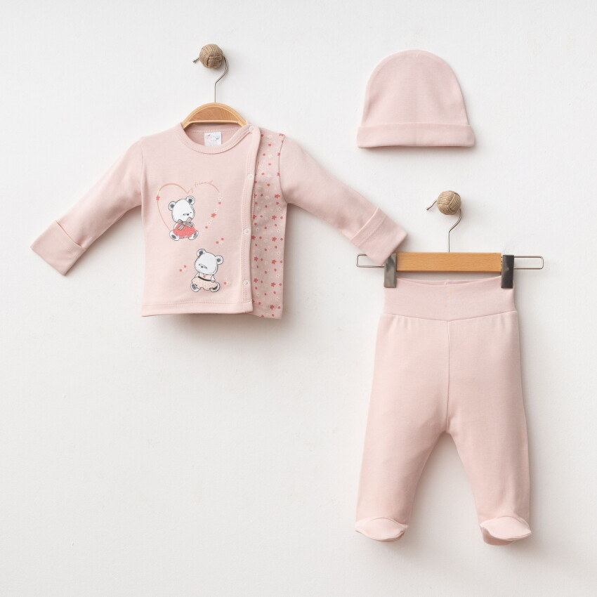 Wholesale Baby Girl 3-Piece Newborn Set 0-3M Gümüş Baby 2043-005006 - 2