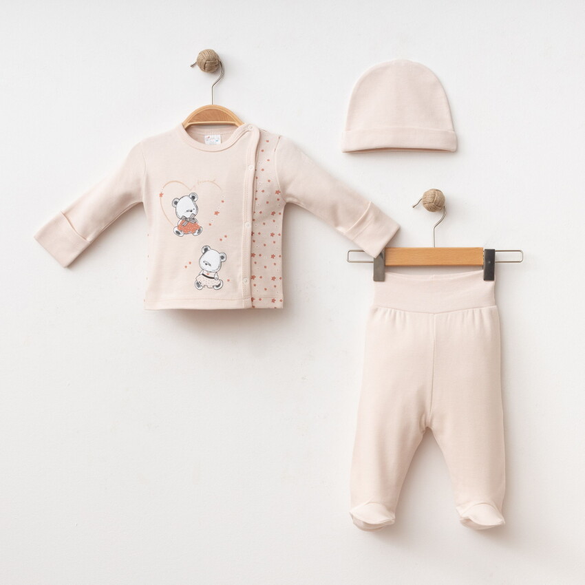 Wholesale Baby Girl 3-Piece Newborn Set 0-3M Gümüş Baby 2043-005006 - 4