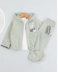 Wholesale Baby Girl 3-Piece Printed Cardigan Sweater and Sweatpants Set 9-24M BabyRose 1002-7783 - 1