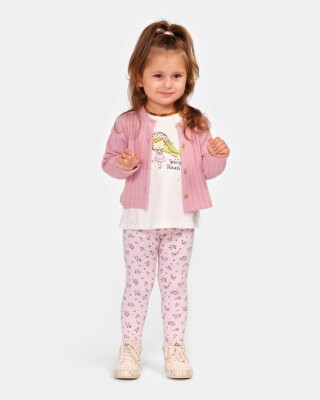 Wholesale Baby Girl 3 Pieces Sping Flowers Jacket Set Suit 9-24M Bupper Kids 1053-24524 Пудра