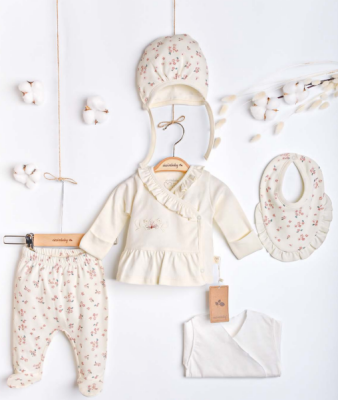 Wholesale Baby Girl 5-Piece Bodysuit Set 0-3M Ciccimbaby 1043-4906 - Ciccimbaby