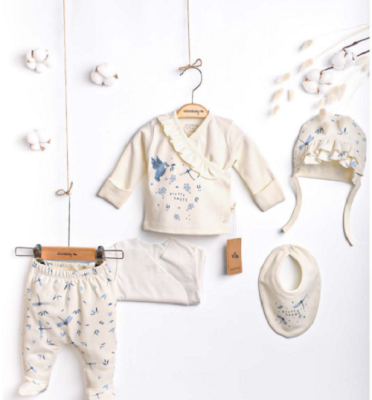 Wholesale Baby Girl 5-Piece Bodysuit Set 0-3M Ciccimbaby 1043-4930 - 1