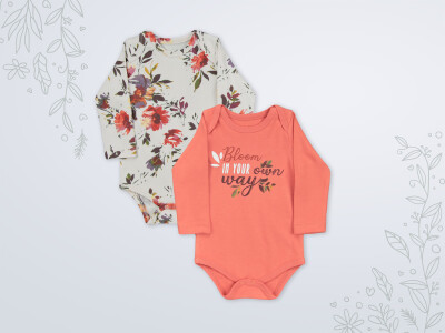 Wholesale Baby Girl Baby Girl 2-piece Bodysuit Set 3-18M Miniworld 1003-18584 Orange Dark