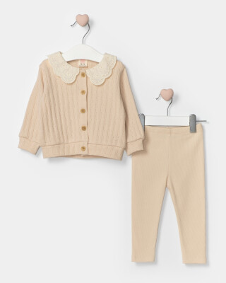 Wholesale Baby Girl Cardigan Closer Set Suit 9-24M Bupper Kids 1053-24525 Бежевый 