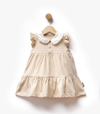 Wholesale Baby Girl Collar Detailed Dress 6-36M Flexi Baby 2063-229496 Бежевый 