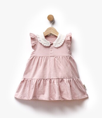 Wholesale Baby Girl Collar Detailed Dress 6-36M Flexi Baby 2063-229496 Пыльная роза