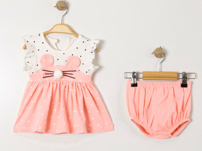 Wholesale Baby Girl Double Dress and Panties Set 9-24M Tofigo 2013-9146 Пудра