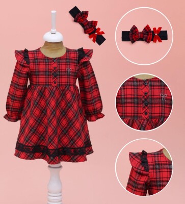 Wholesale Baby Girl Dress with Headband 6-18M Lilax 1049-6614 - Lilax