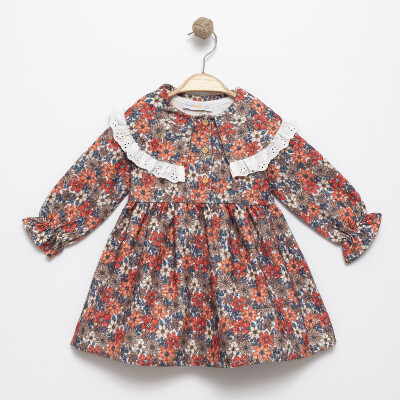 Wholesale Baby Girl Flower Patterned Dress 6-24M Timo 1018-T5KDÜ044252311 - 2