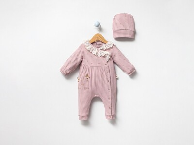 Wholesale Baby Girl Hat Jumpsuit 0-9M Bubbles 2040-3020 Лиловый 