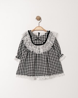 Wholesale Baby Girl Houndstooth Dress with Lace 9-24M Eray Kids 1044-6362 Чёрный 