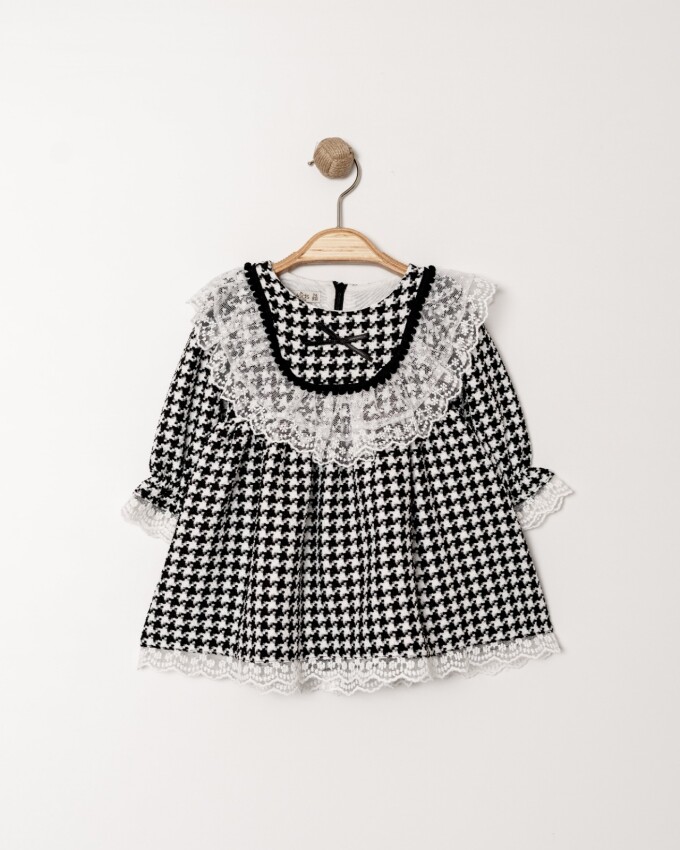 Wholesale Baby Girl Houndstooth Dress with Lace 9-24M Eray Kids 1044-6362 - 1