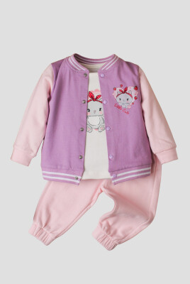 Wholesale Baby Girl Little Cute Patterned 3 Pieces 9-24M Kidexs 1026-90147 - Kidexs (1)