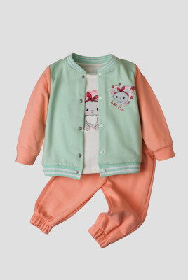 Wholesale Baby Girl Little Cute Patterned 3 Pieces 9-24M Kidexs 1026-90147 - Kidexs