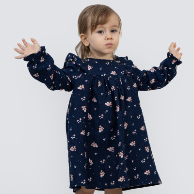 Wholesale Baby Girl Muslin Floral Patterned Dress 6-24M Timo 1018-TK5DÜ062244371 - Timo