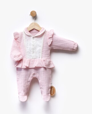 Wholesale Baby Girl Muslin Jumpsuit 0-6M Bebbemini 2065-BM-2298 Розовый 