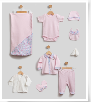 Wholesale Baby Girl Newborn 10-piece Onesies Set 0M Bebbemini 2065-BM-2168 Розовый 