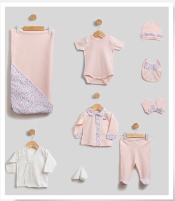 Wholesale Baby Girl Newborn 10-piece Onesies Set 0M Bebbemini 2065-BM-2168 Лососевый цвет