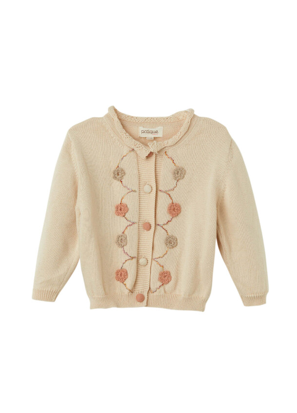 Wholesale Baby Girl Organic Cotton Floral Detailed Cardigan Uludağ Triko 1061-21154 - 2