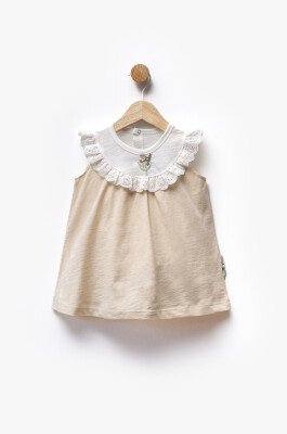 Wholesale Baby Girl Scalloped Dress 6-36M Flexi Baby 2063-229485 Бежевый 