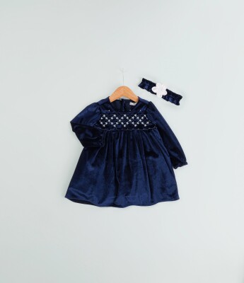 Wholesale Baby Girl Velvet Dress 6-18M BabyRose 1002-4710 Темно-синий