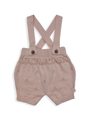 Wholesale Baby Girls 100% Organic Cotton Knitwear Overalls 0-12M Uludağ Triko 1061-21099 Розовый 